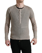 Dolce & Gabbana Henley Pullover Beige Cashmere Sweater -   -  Dolce & Gabbana.